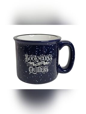 Bookmarks Are For Quitters Mug Blue Ceramic Coffee Tea Cup 15 oz Librarian Gift
